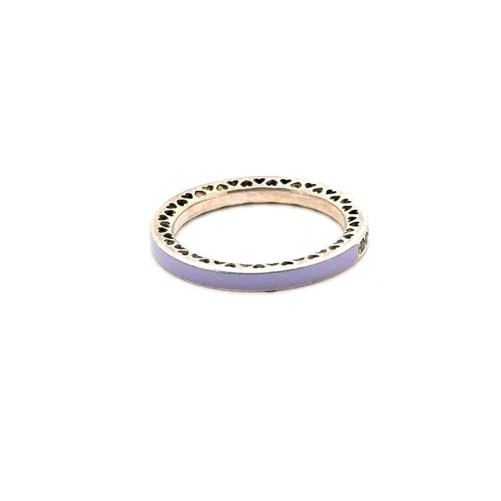 Pandora Radiant Hearts Lavender Enamel Purple CZ Ring Sterling Silver Size 6 52